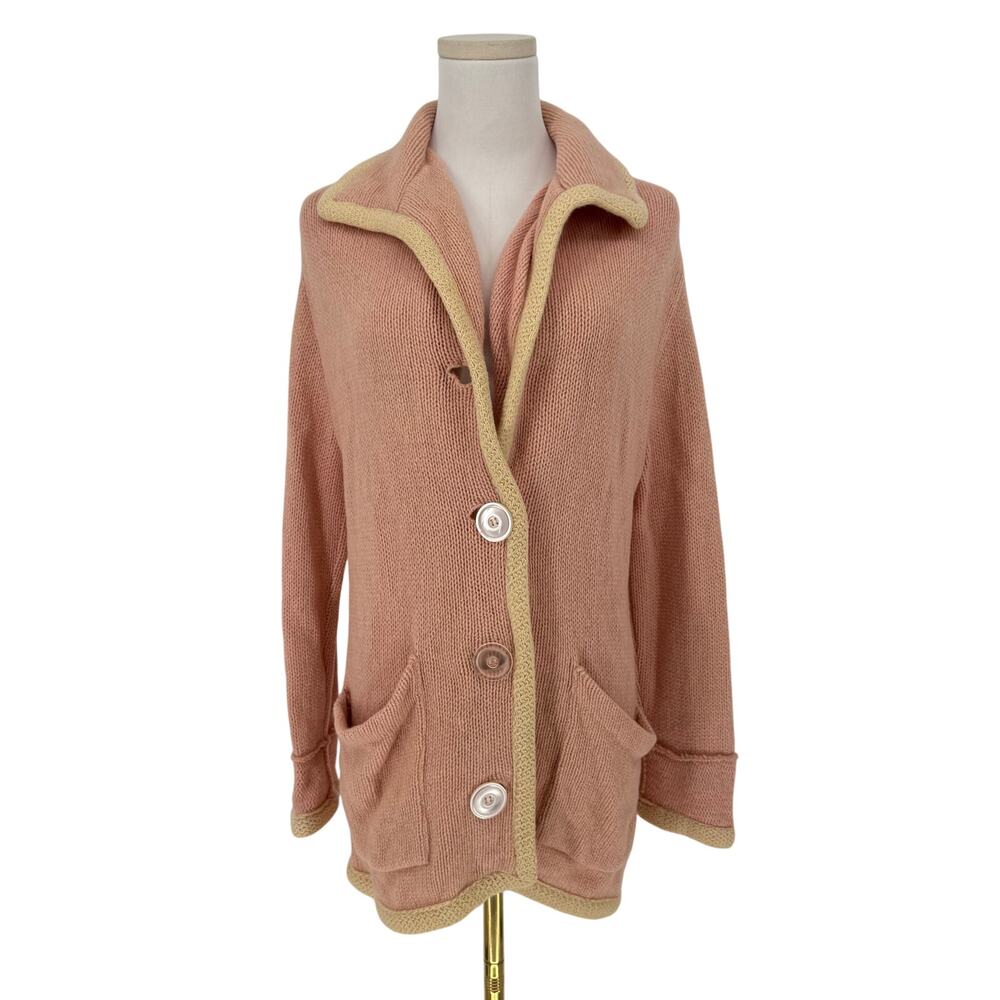 Vintage Rosanna Pink Shetland Wool Cardigan Sweater Women’s XL 60s Oversized